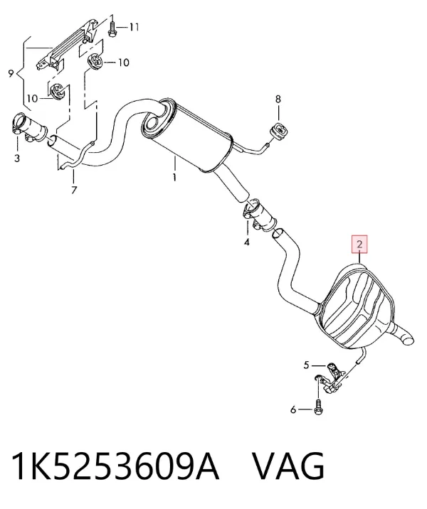 Глушитель задний 1K5253609A VAG