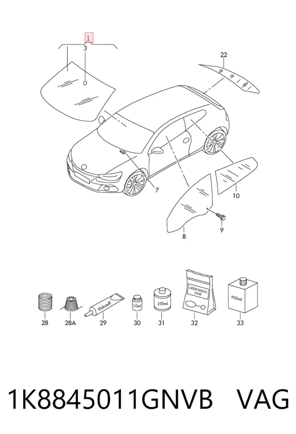 Лобовое стекло 1K8845011GNVB VAG
