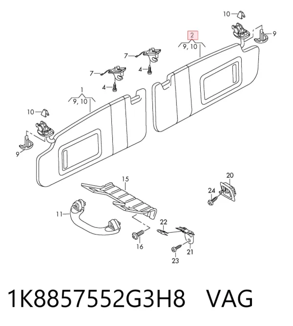 Солнцезащитный козырек 1K8857552G3H8 VAG