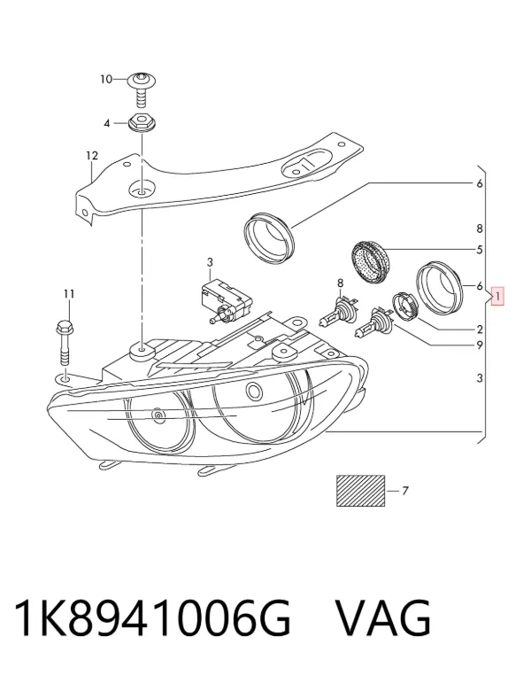 Правая фара 1K8941006G VAG