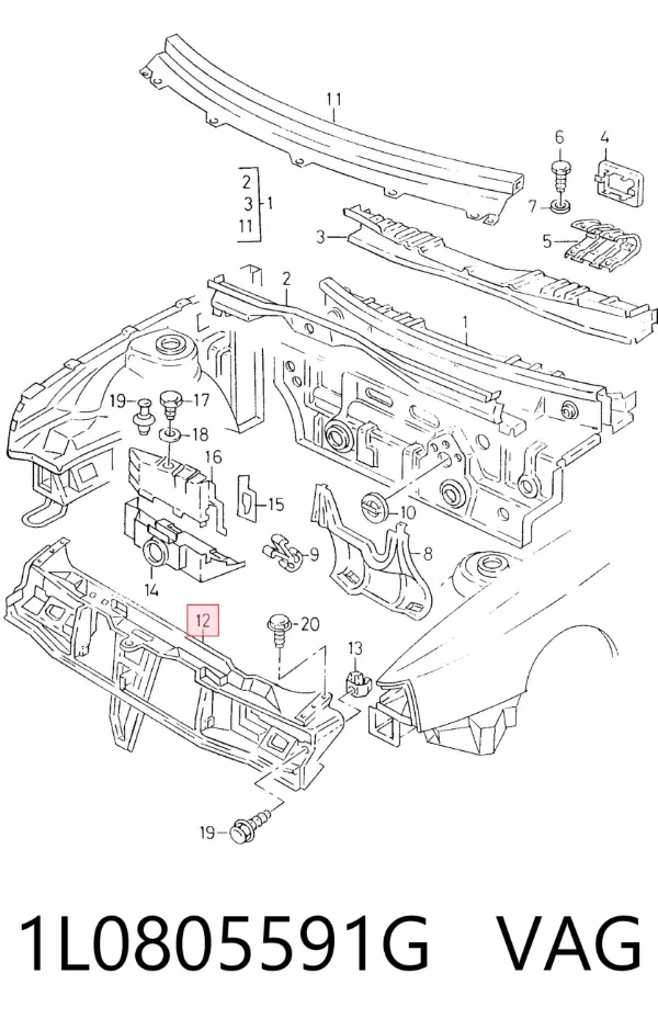 Рамка радиатора 1L0805591G VAG