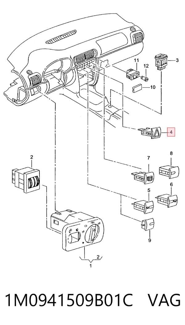 Кнопка аварийки 1M0941509B01C VAG