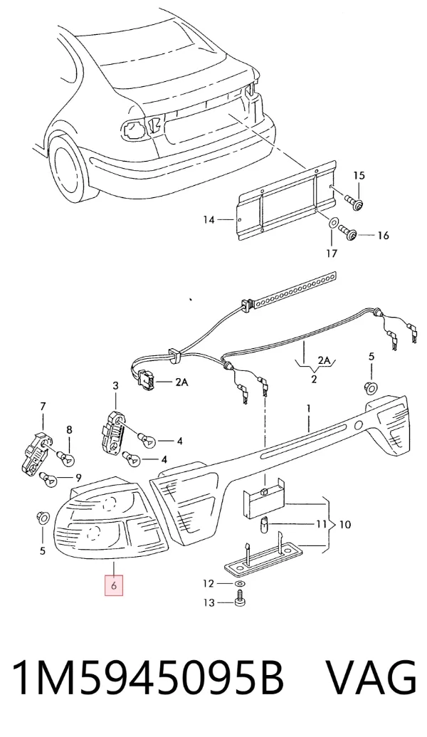 Фонарь задний левый Seat Toledo II