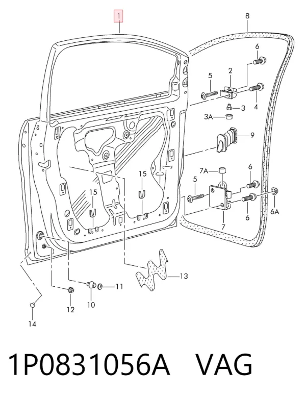 Дверь передняя правая 1P0831056A VAG