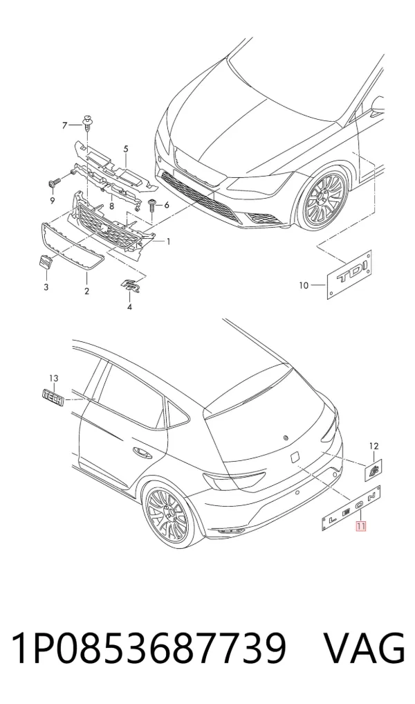 Эмблема крышки багажника 1P0853687739 VAG