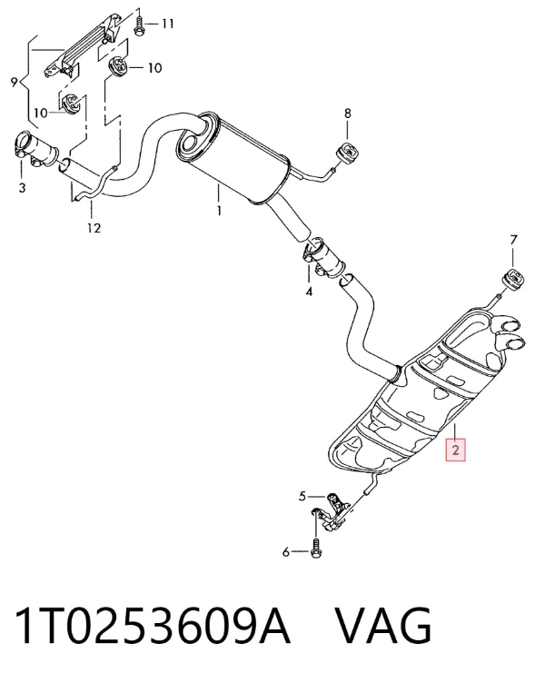 Глушитель задний 1T0253609A VAG
