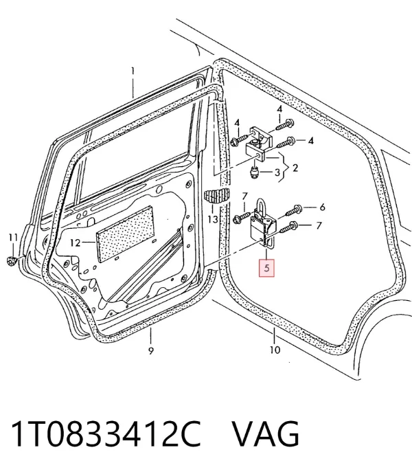 Петля двери задней правой 1T0833412C VAG