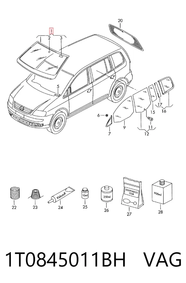 Лобовое стекло 1T0845011BH VAG