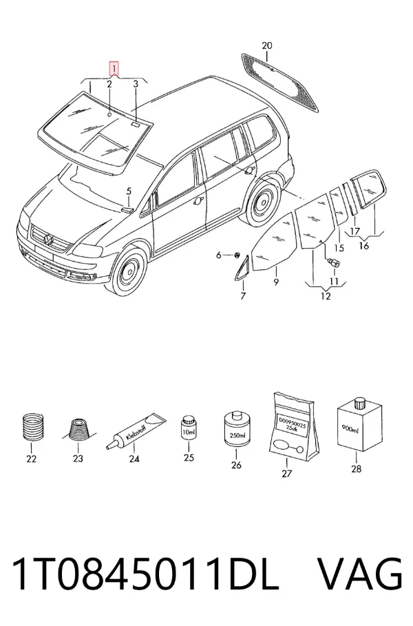 Лобовое стекло 1T0845011DL VAG