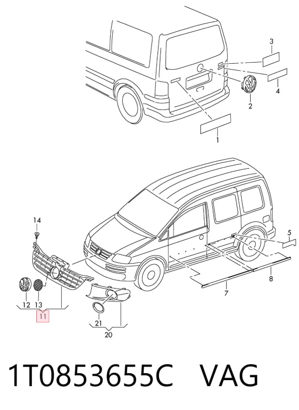 Решетка радиатора 1T0853655C VAG