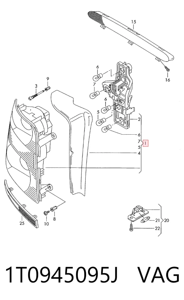 Фонарь задний левый 1T0945095J VAG