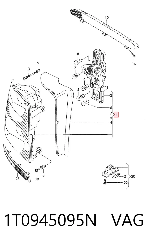 Фонарь задний левый 1T0945095N VAG