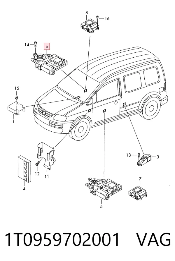 Мотор стеклоподъемника двери передней правой 1T0959702001 VAG