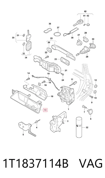 Ручка двери передней внутренняя правая VAG 1T1837114B