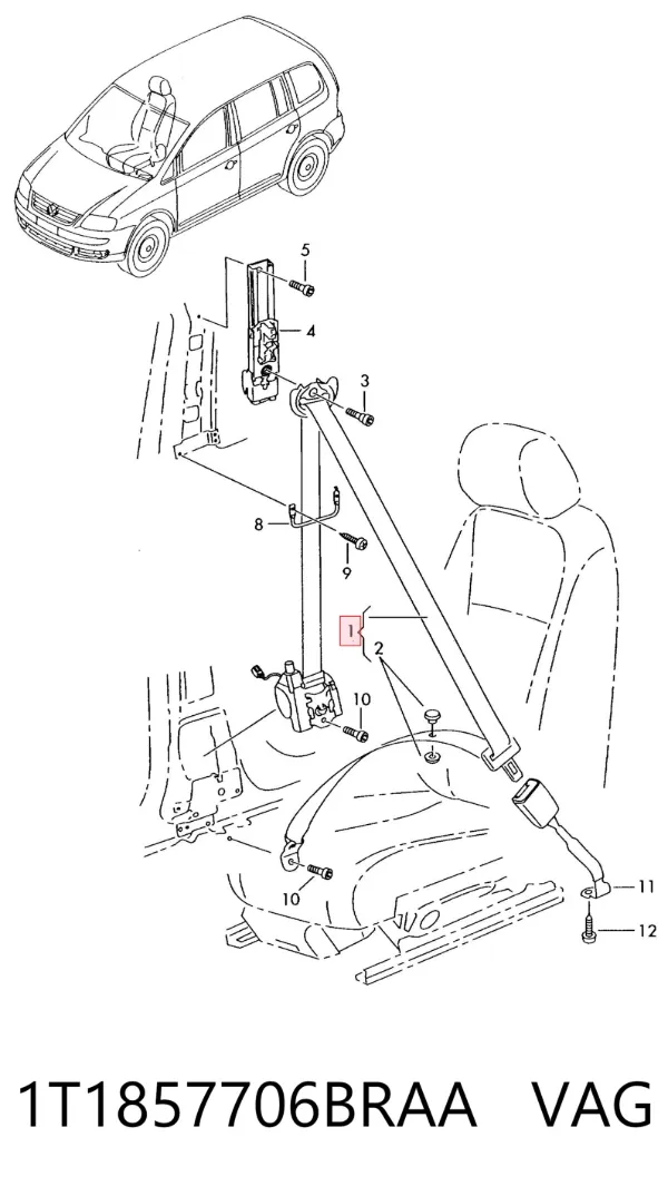 Ремень безопасности 1T1857706BRAA VAG