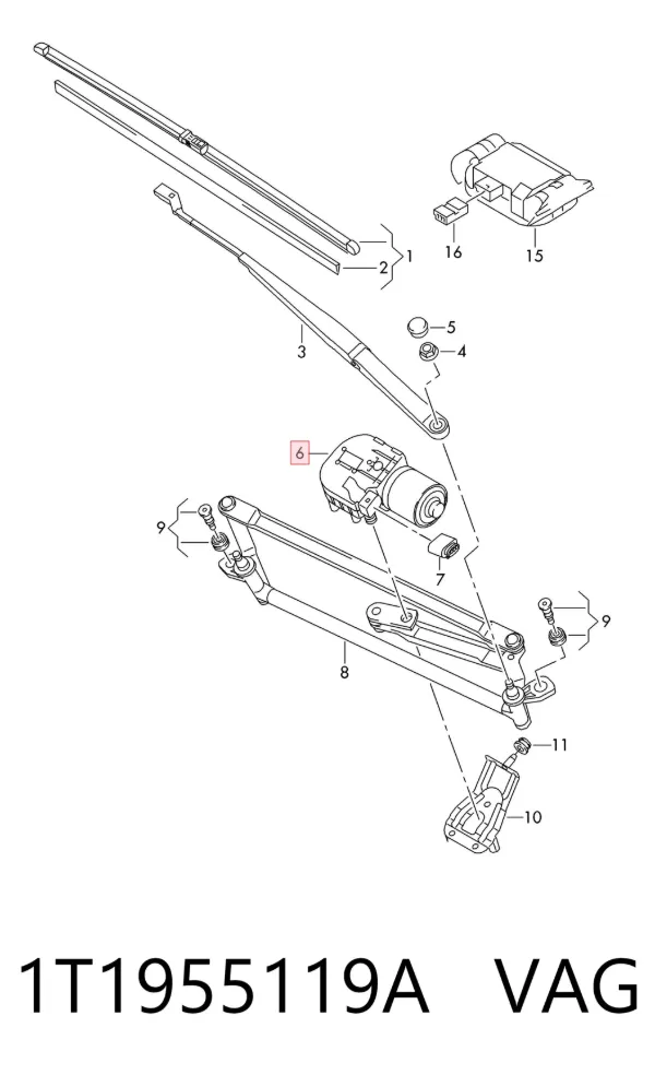 Мотор дворников 1T1955119A VAG