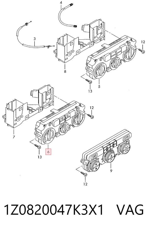 Блок управления кондиционером 1Z0820047K3X1 VAG