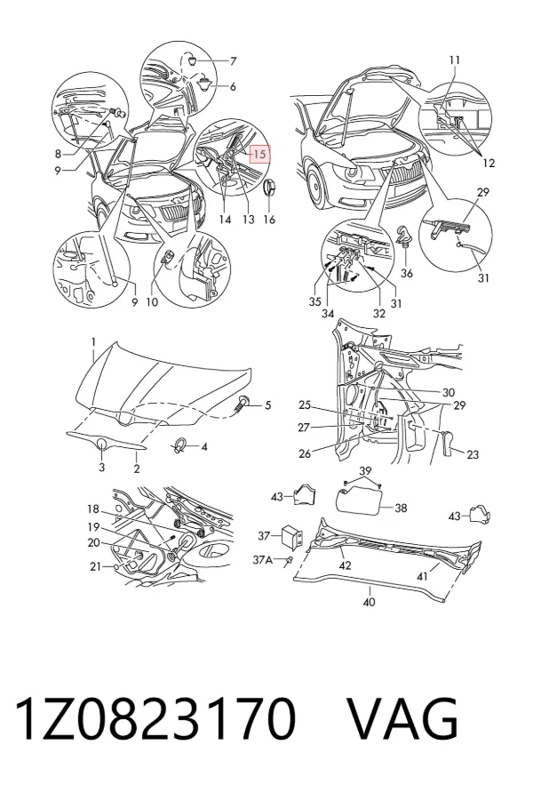 Болт (гайка) крепежа 1Z0823170 VAG