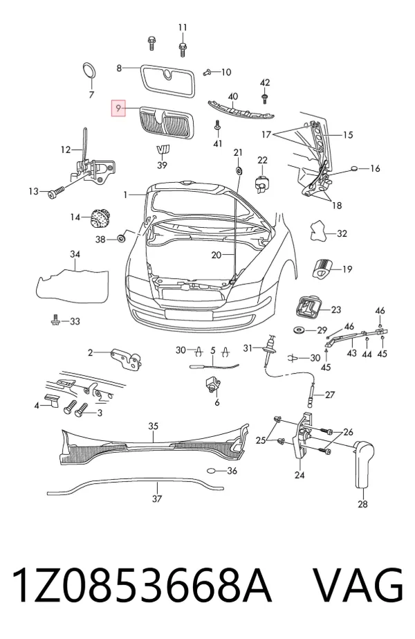 Решетка радиатора 1Z0853668A VAG