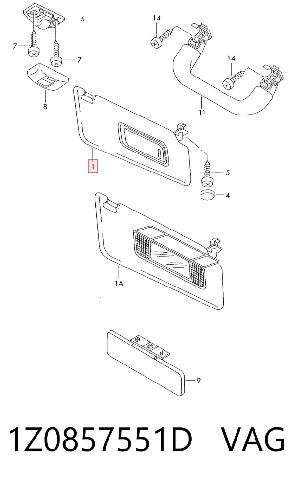 Солнцезащитный козырек 1Z0857551D VAG
