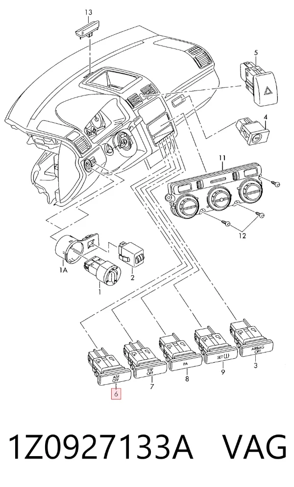 Кнопка ASR 1Z0927133A VAG
