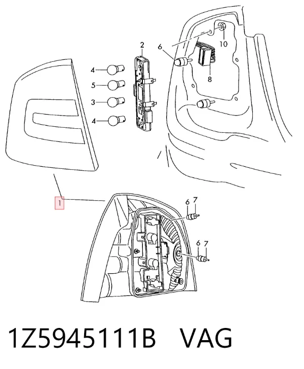 Фонарь задний левый 1Z5945111B VAG