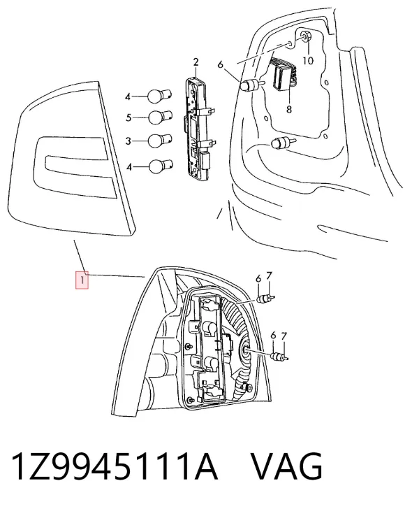 Фонарь задний левый 1Z9945111A VAG