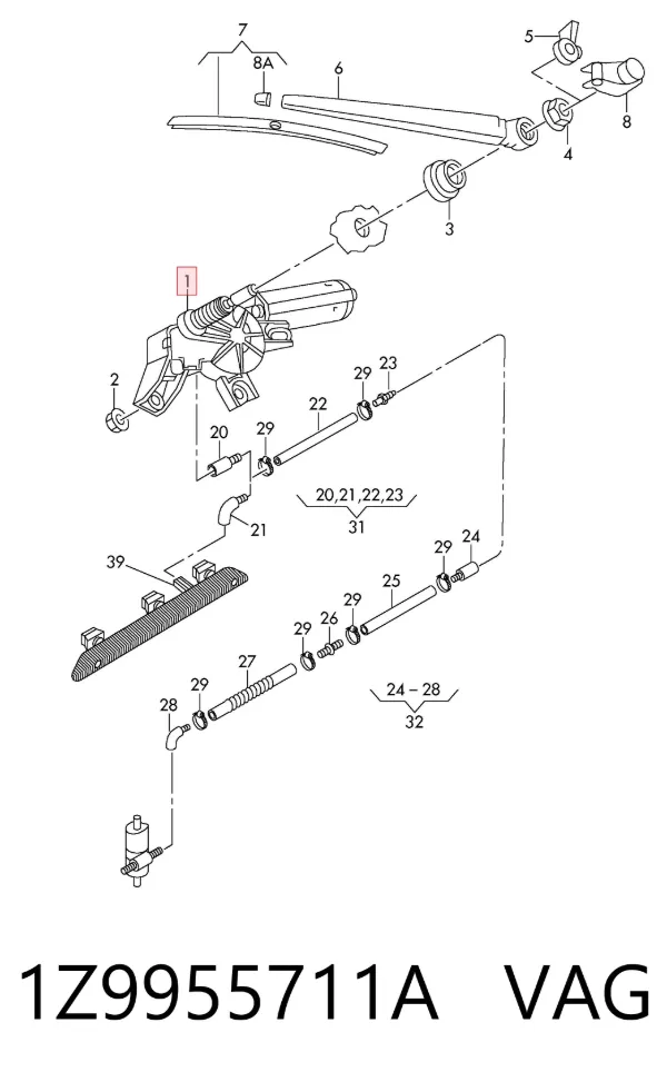 Моторчик заднего дворника 1Z9955711A VAG