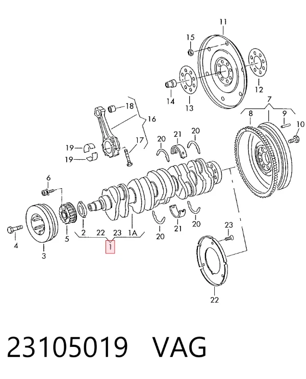 Коленвал 23105019 VAG