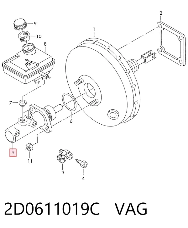 Главный тормозной цилиндр 2D0611019C VAG