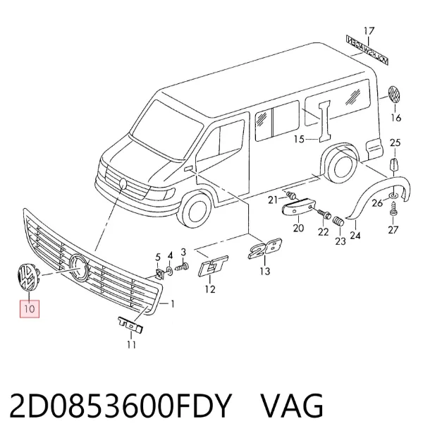 Эмблема решетки радиатора 2D0853600FDY VAG