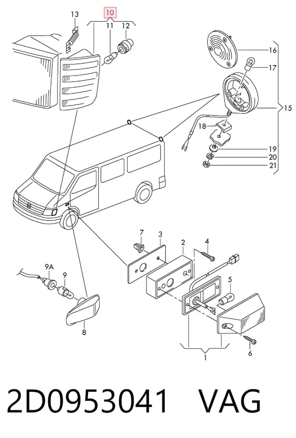 Поворотник левый 2D0953041 VAG