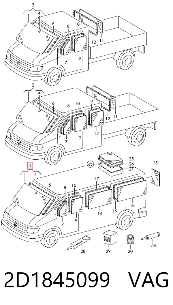 Лобовое стекло Volkswagen LT 28-46 II