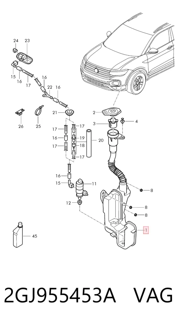 Бачок омывателя 2GJ955453A VAG
