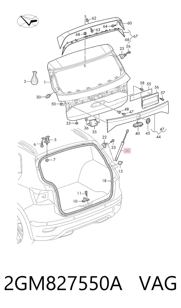Амортизатор багажника 2GM827550A VAG