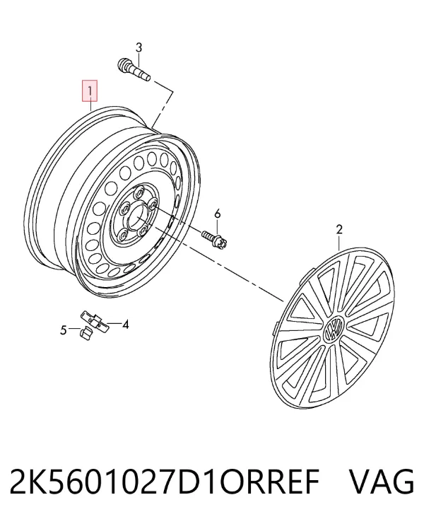 Диски колесные стальные (штампованные) 2K5601027D1ORREF VAG