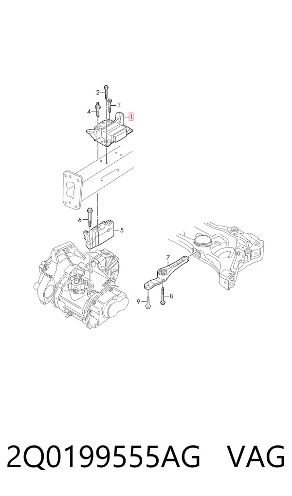 Левая подушка двигателя 2Q0199555AG VAG