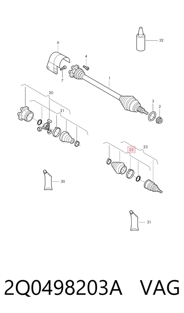 Пыльник ШРУСа наружный 2Q0498203A VAG