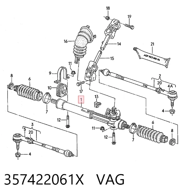 Рулевая рейка 357422061X VAG