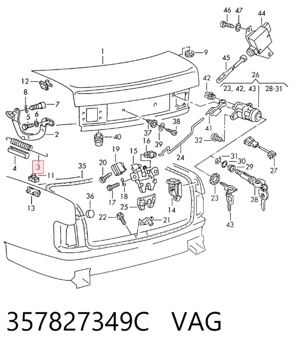 Амортизатор багажника Volkswagen Passat B3, B4