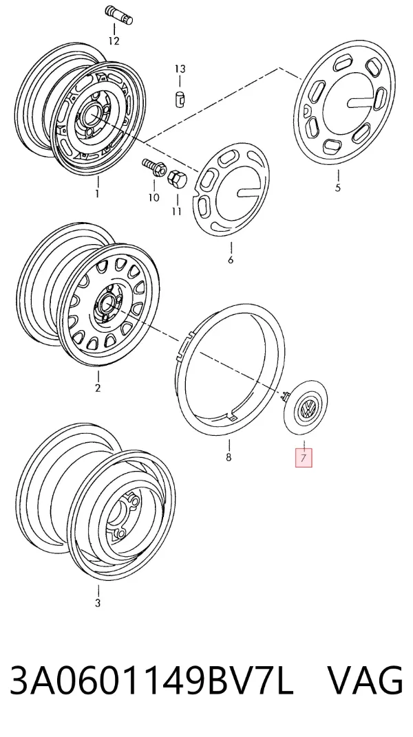 Колпаки 3A0601149BV7L VAG
