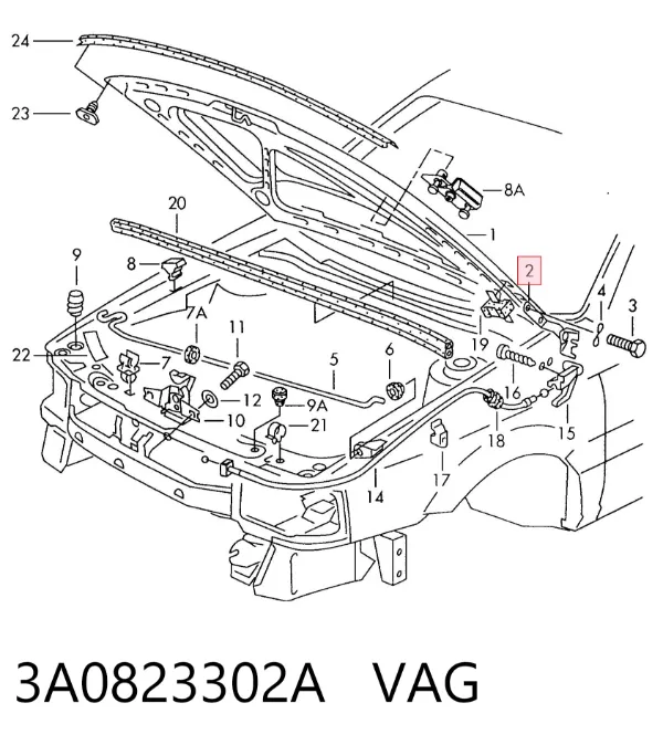 Кронштейн бампера переднего правый 3A0823302A VAG