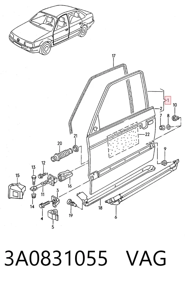 Дверь передняя левая Volkswagen Passat B3, B4
