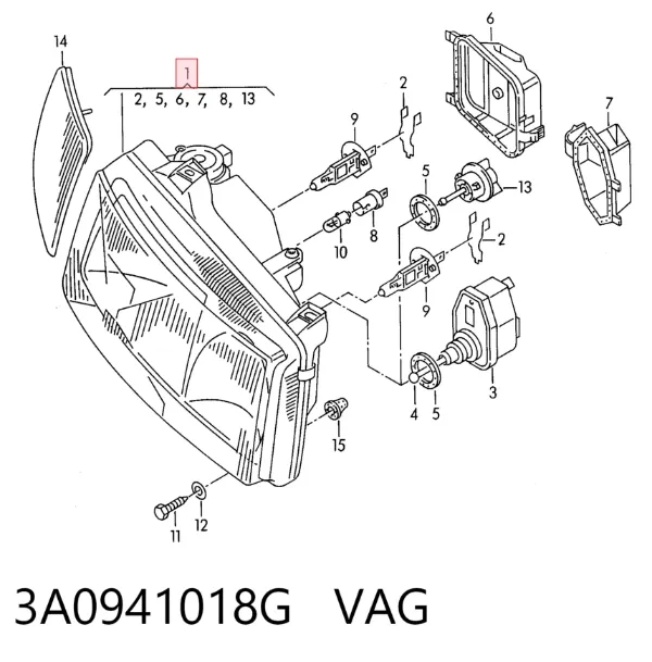 Правая фара 3A0941018G VAG