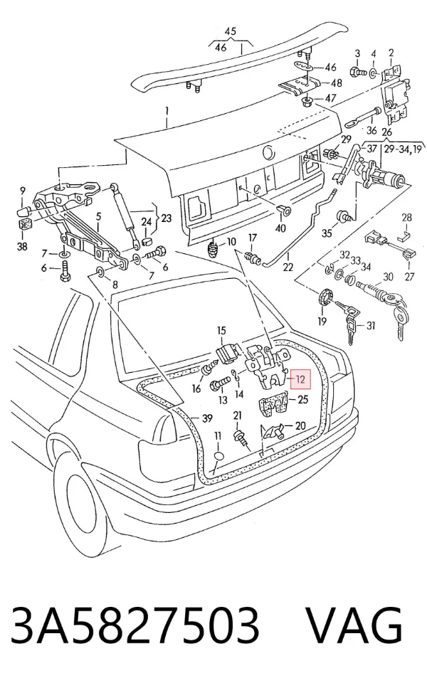 Замок багажника Volkswagen Golf III