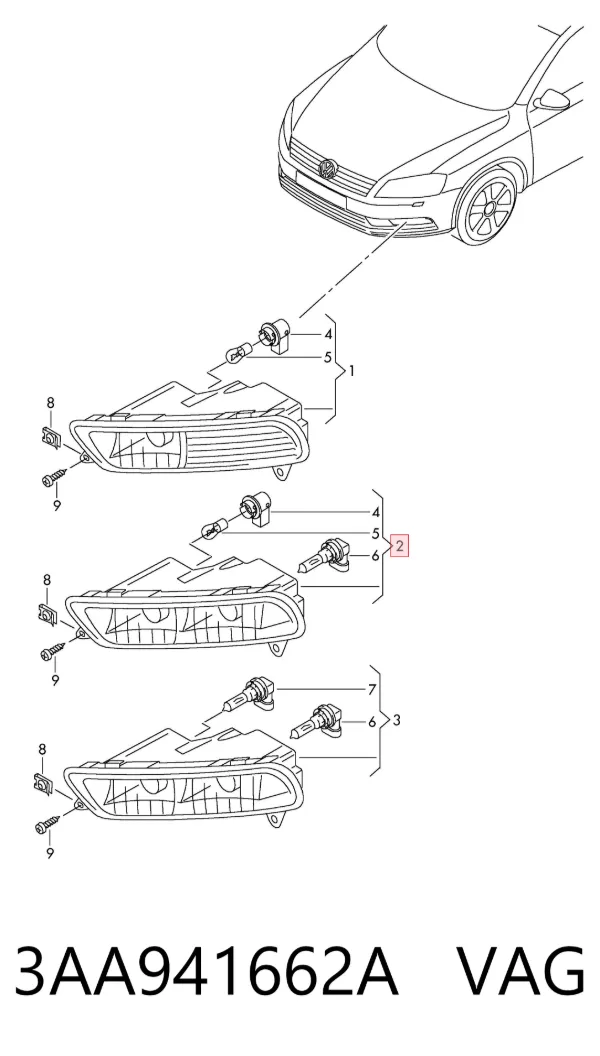 Фара противотуманная правая 3AA941662A VAG