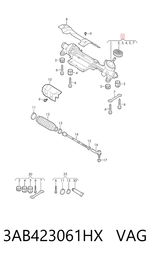 Рулевая рейка 3AB423061HX VAG