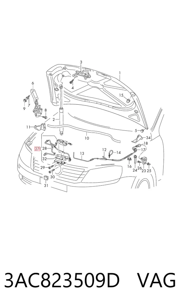 Замок капота 3AC823509D VAG