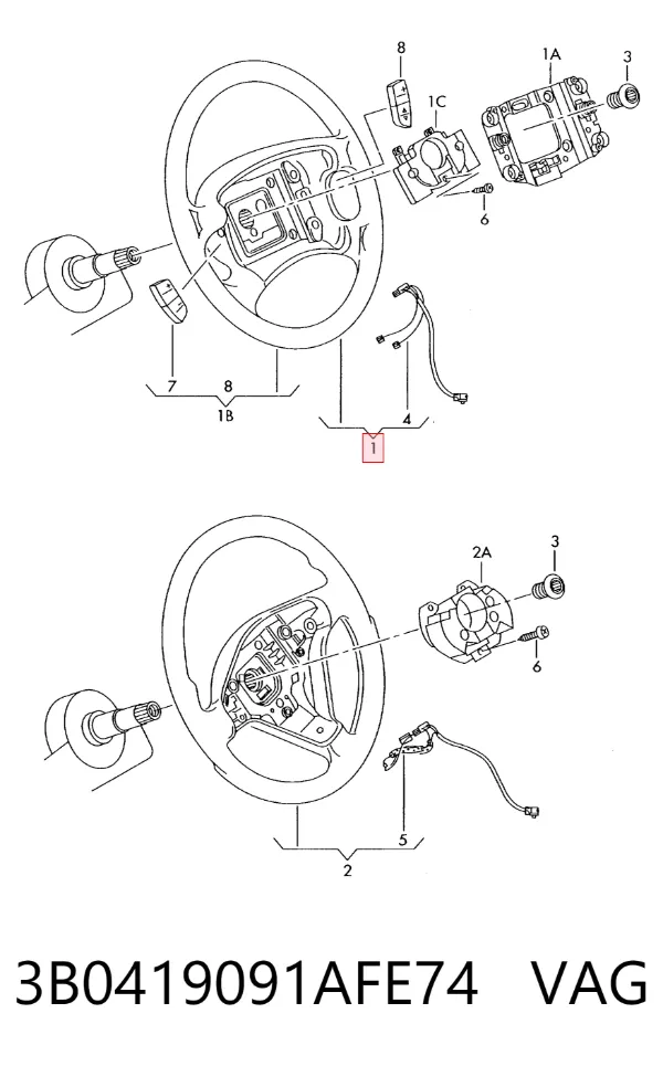 Руль 3B0419091AFE74 VAG