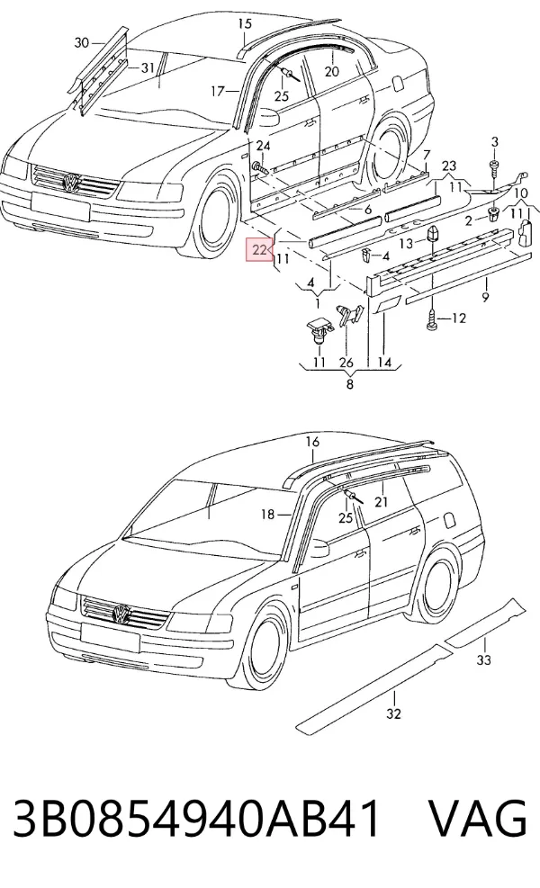 Накладка двери передней правой 3B0854940AB41 VAG